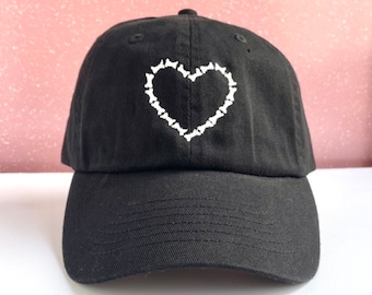 Glow in the Dark Skeleton Bone Heart Brodé Chapeau Sangle Réglable Dos, Adulte Unisexe, Casquette de Baseball pour Halloween, Cadeau de Broderie Spooky