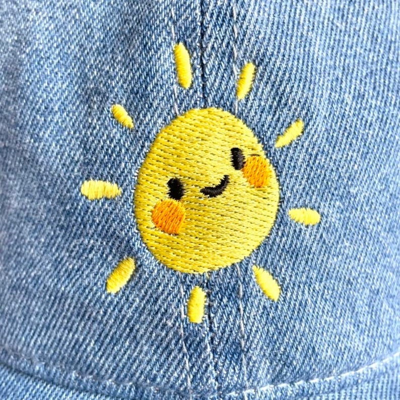 Happy Sun Embroidered Hat with Adjustable Strap Back, Adult Unisex, Soft Baseball Cap for Summer, Sunshine Dad Hats, Cute Embroidery Gift image 3