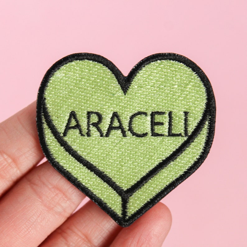 Personalized Name, Word Or Date Iron Patch, Candy Heart Sew On Patch, Heart Patches for Hats Purses Backpacks, Sew On Patch, Anti Valentine image 3