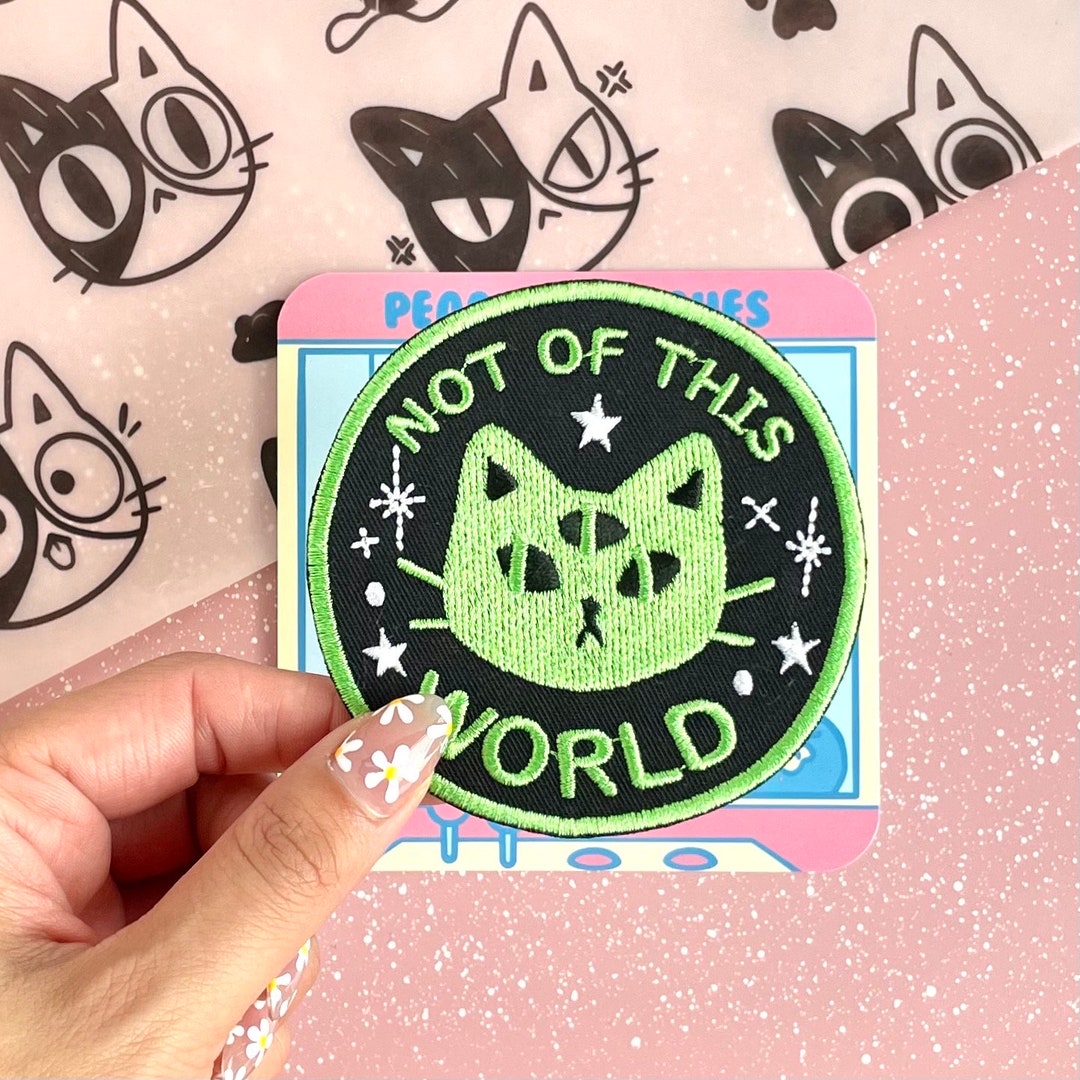 UFO Cat Alien Printed Patch Iron on Patches Cute Kitty Abduction