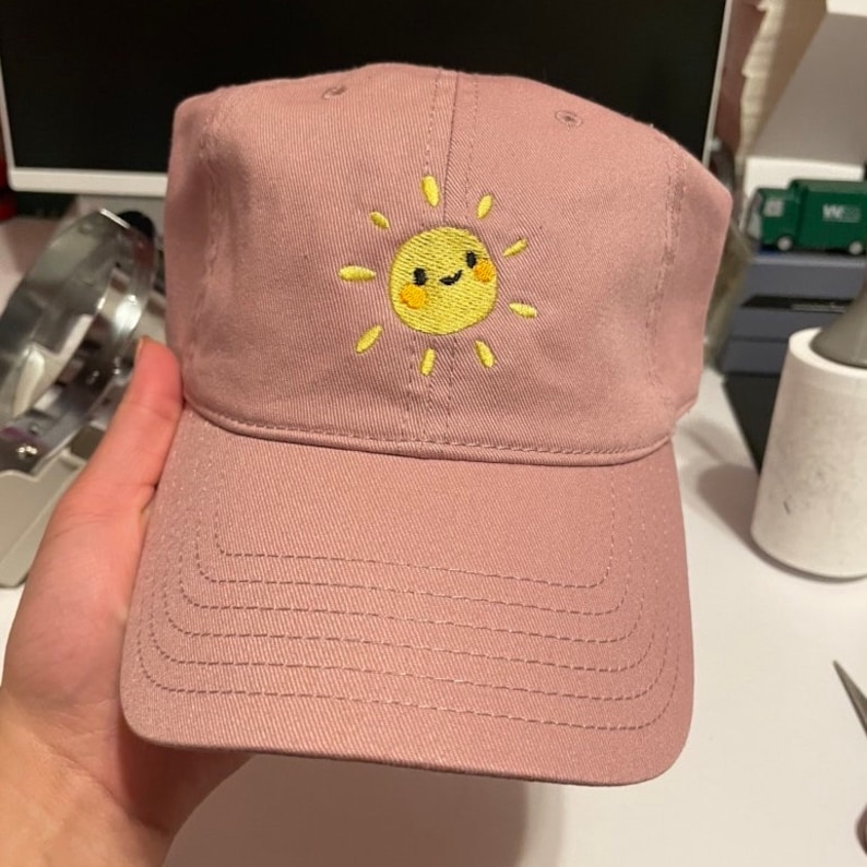 Happy Sun Embroidered Hat with Adjustable Strap Back, Adult Unisex, Soft Baseball Cap for Summer, Sunshine Dad Hats, Cute Embroidery Gift image 4