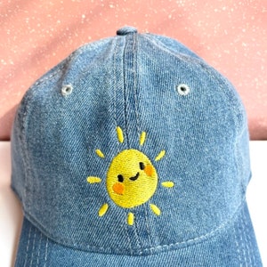 Happy Sun Embroidered Hat with Adjustable Strap Back, Adult Unisex, Soft Baseball Cap for Summer, Sunshine Dad Hats, Cute Embroidery Gift image 2