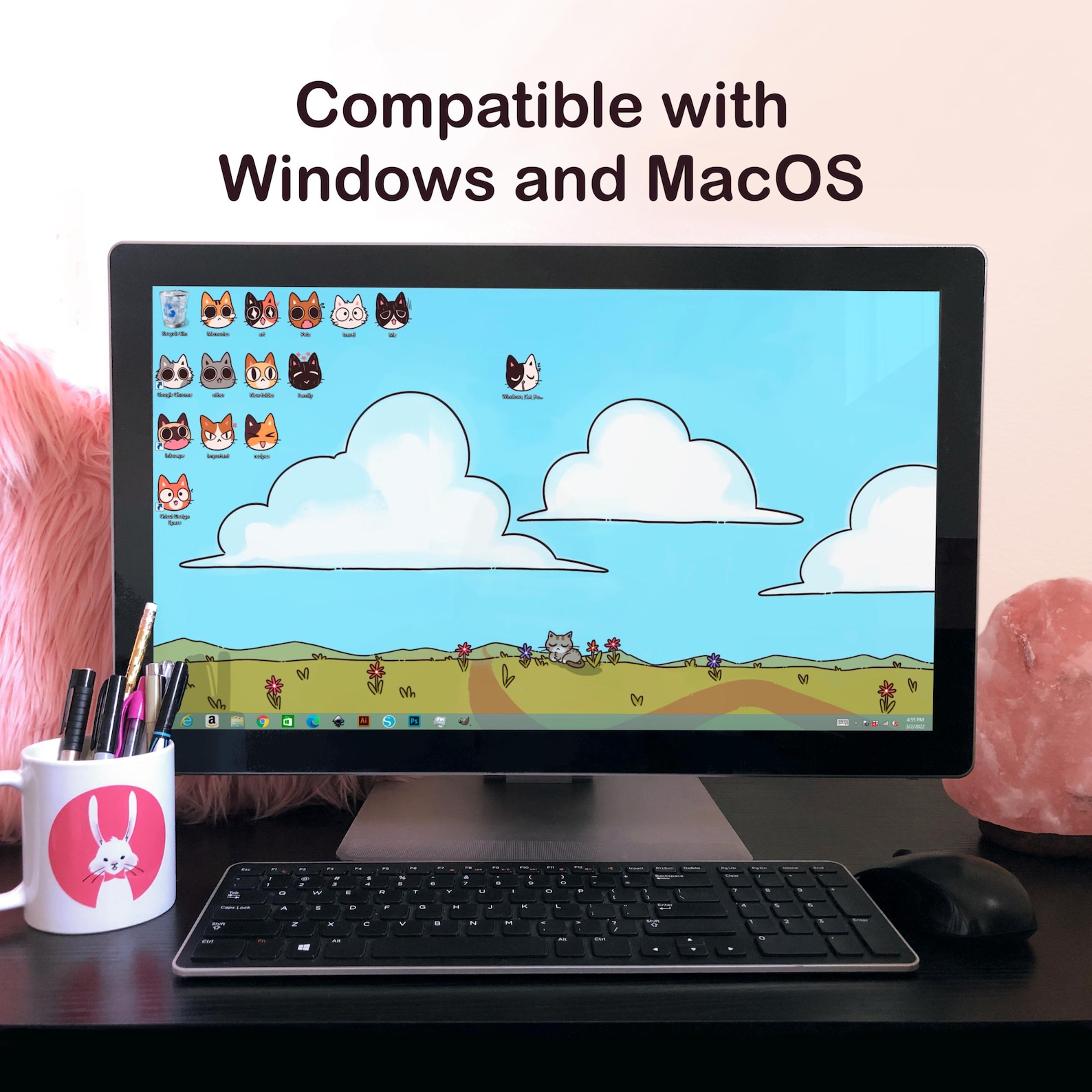 Cute Desktop Cats Folder Icons for Mac & Windows. Kitty Cat Emoji Icon ...