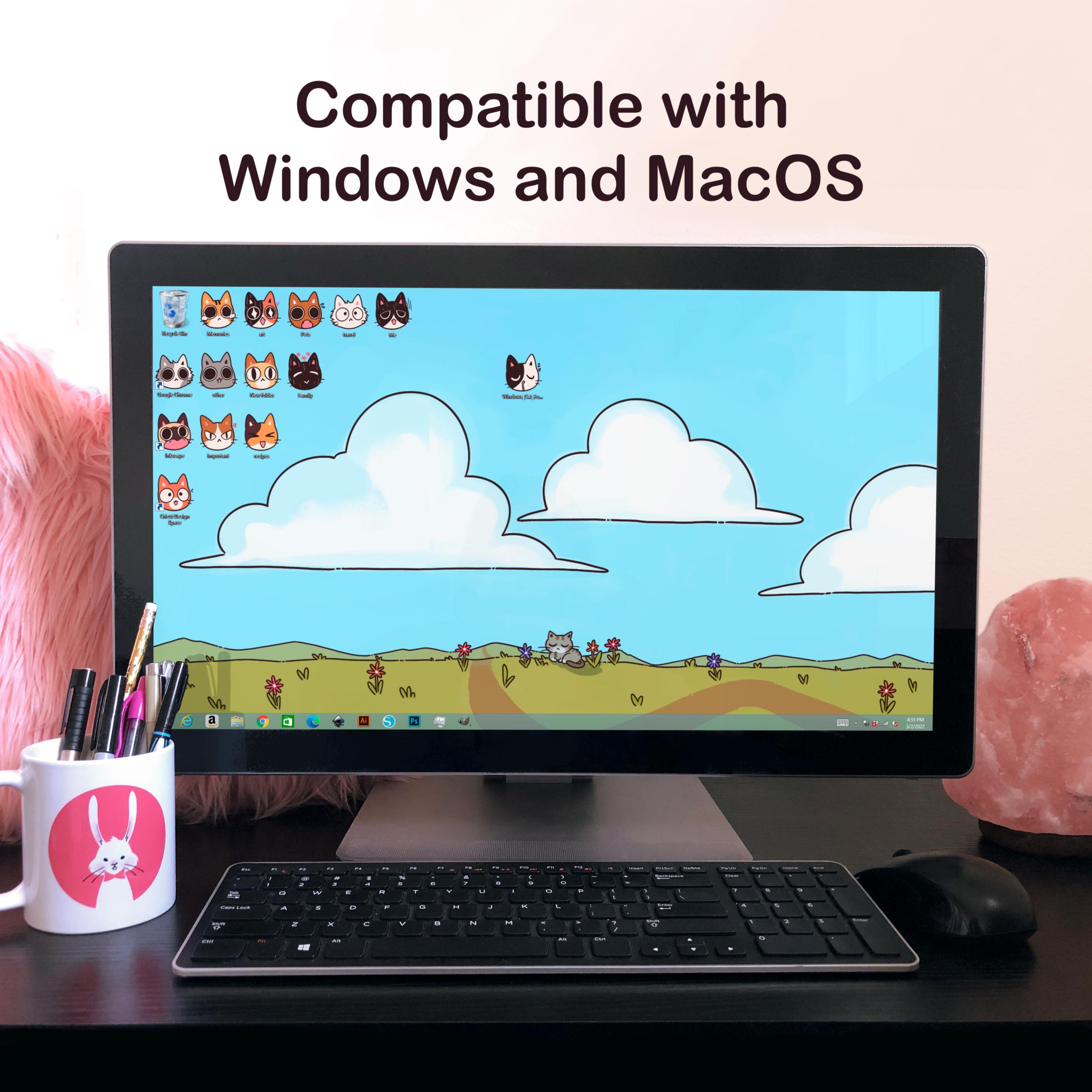 Cute Desktop Cats Folder Icons for Mac & Windows. Kitty Cat Emoji Icon ...