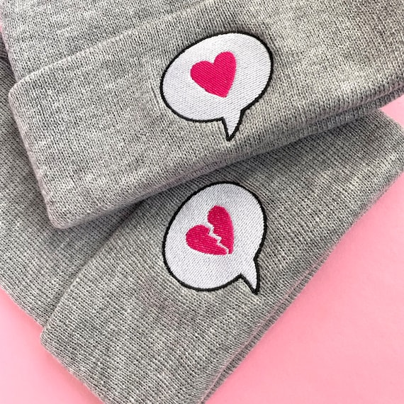 Heart Speech Bubble Embroidered Beanie, Unisex Adult, Cute  display picture 3
