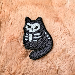 Glow in the Dark Cats Iron On Patch for Clothes, Backpacks, Bags, etc. Skeleton & Mummy Costume Embroidery, Halloween Kitty Sew On Badge