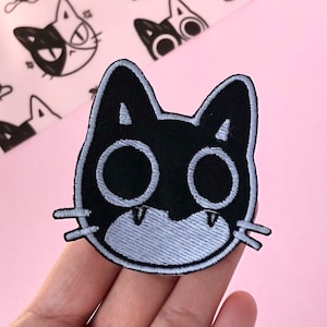 Glow in the Dark Surprised Cat Bügelbild für Kleidung, Rucksäcke, Taschen, etc. Kätzchen Aufnäher, Cute Kitty Stickerei, Stocking Stuffer