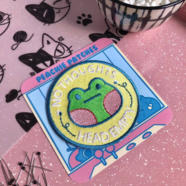 No Thoughts Head Empty Frog Iron On Patch Kawaii Patch | Etsy