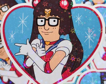 Small Defect - Tina Magical Girl Sticker, Glossy Holographic Sticker, Cute Sticker, Cartoon Mash Up Sticker