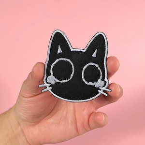 Glow in the Dark Crying Cat Bügelbild für Kleidung, Rucksäcke, Taschen, etc. Schwarze Katze Aufnäher, Crybaby Stickerei, süßes Kitty Geschenk