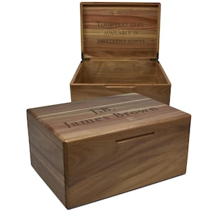 Keepsake Box Personalized - Wooden Memory Box for Wedding, Birthday, Baby Shower, Acacia Stained Wood Decorative Chest with Hinged Lid