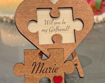 Personalized Will You be My Girlfriend, Valentine Puzzle Proposal Card with Custom Love Message, Surprise Be My GF Boyfriend Asking Out Gift