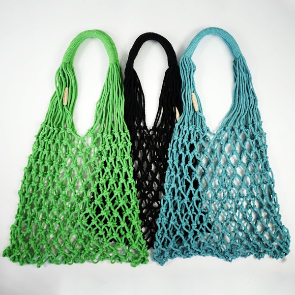 Eco Gift | Gift for Her Macrame Hand Made Farmers Market Bag | Beach Boho Crochet Tote Unique Handbags | Eco Lover Gift