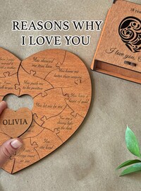 Reasons I love you, Personalized gift for her, Gift for Girlfriend, Birthday Gift for Women, Anniversary Gift for Her, Wooden Puzzle Reasons