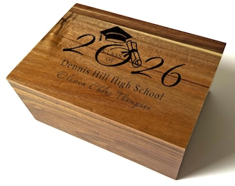 2026 Graduation Memory Box Custom, Gift for Graduate, Congrats Grad Gift for Her, High School Keepsake Box Gift for Him