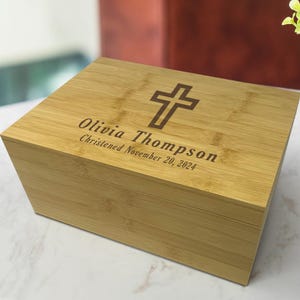 Baptism Memory Box, Christening Gift Box, First Communion Box Personalized, Engraved Confirmation Keepsake Box Wood, Customized Baptism Gift
