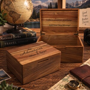 Travel Memory Box for Keepsakes - Custom Keepsake Box, Honeymoon Memory Box, Personalized Gifts for Couple, Valentine Day Gift for Him