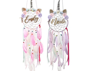 Custom Name Unicorn Dream Catcher Gift for Girl - Personalized Dreamcatcher Baby Shower Gift, Christmas Gift for Baby Girls PURPLE or PINK