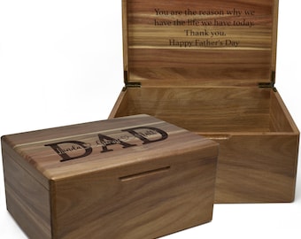 Dad Box for Memories, Custom Dad Gift, Father Day Gift, Memory Box Engraved with Kids Names, Personalized Papa Gift, Customized Gift Grandpa