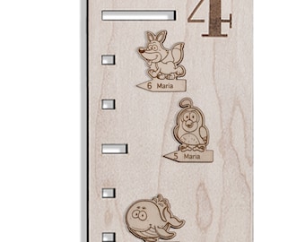 Custom Name Wooden Markers for Kids Ruler Growth Chart Wood, Children Wall Meter Tracker(Animals Style)
