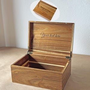 Unique Wooden Box - Keepsake Box Personalized, Secret Message, Large Memory Box, Decorative Box with Lid, Rustic Handmade Chest Acacia Wood