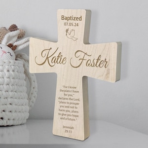 Personalized Cross Baptism Gift Baby - Religious Gift Custom Engraved, Baptismal Gifts for Boys Girls, Christening, Communion, Confirmation