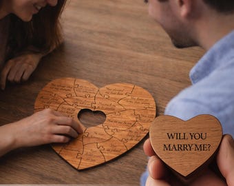 Personalized Proposal Puzzle - Hidden Will You Marry Me Surprise in Gift Box -  10/18/28 Pieces