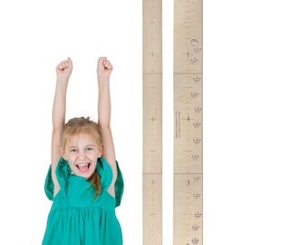 Wooden Growth Chart for Wall with Height Markers - Personalized Gift for Boys and Girls
