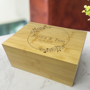 Wedding Keepsake Box Personalized - Custom Wedding Day Gift, Newlywed Gift Wooden Memory Box, Unique Couple Gift for Marriage Anniversary
