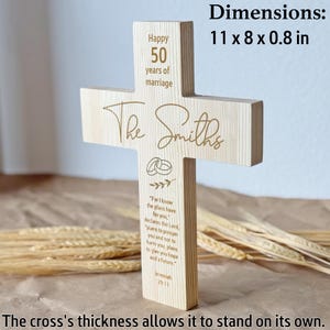 50th Wedding Anniversary Gift, Personalized Cross for Wall, 50 Years