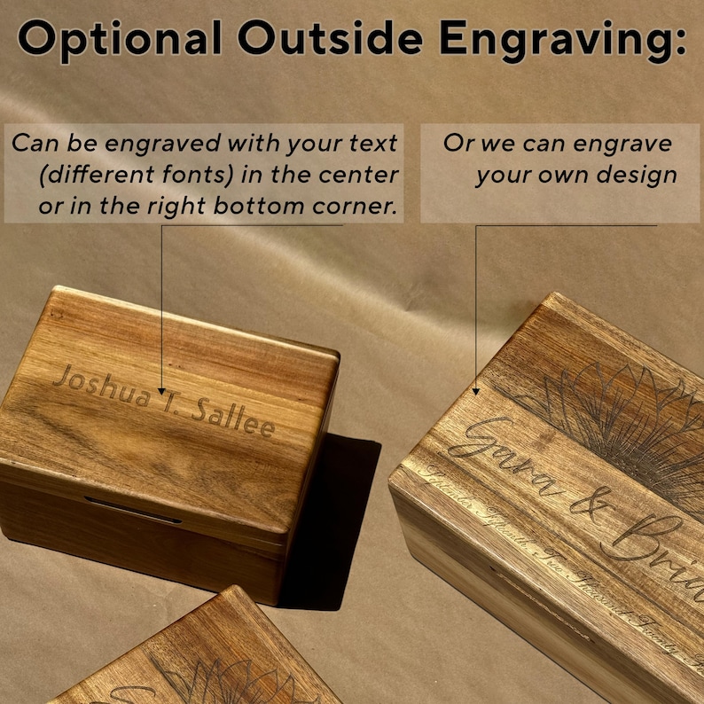Custom Wooden Storage Box With Engraving, Large Memory Box With Hinged ...