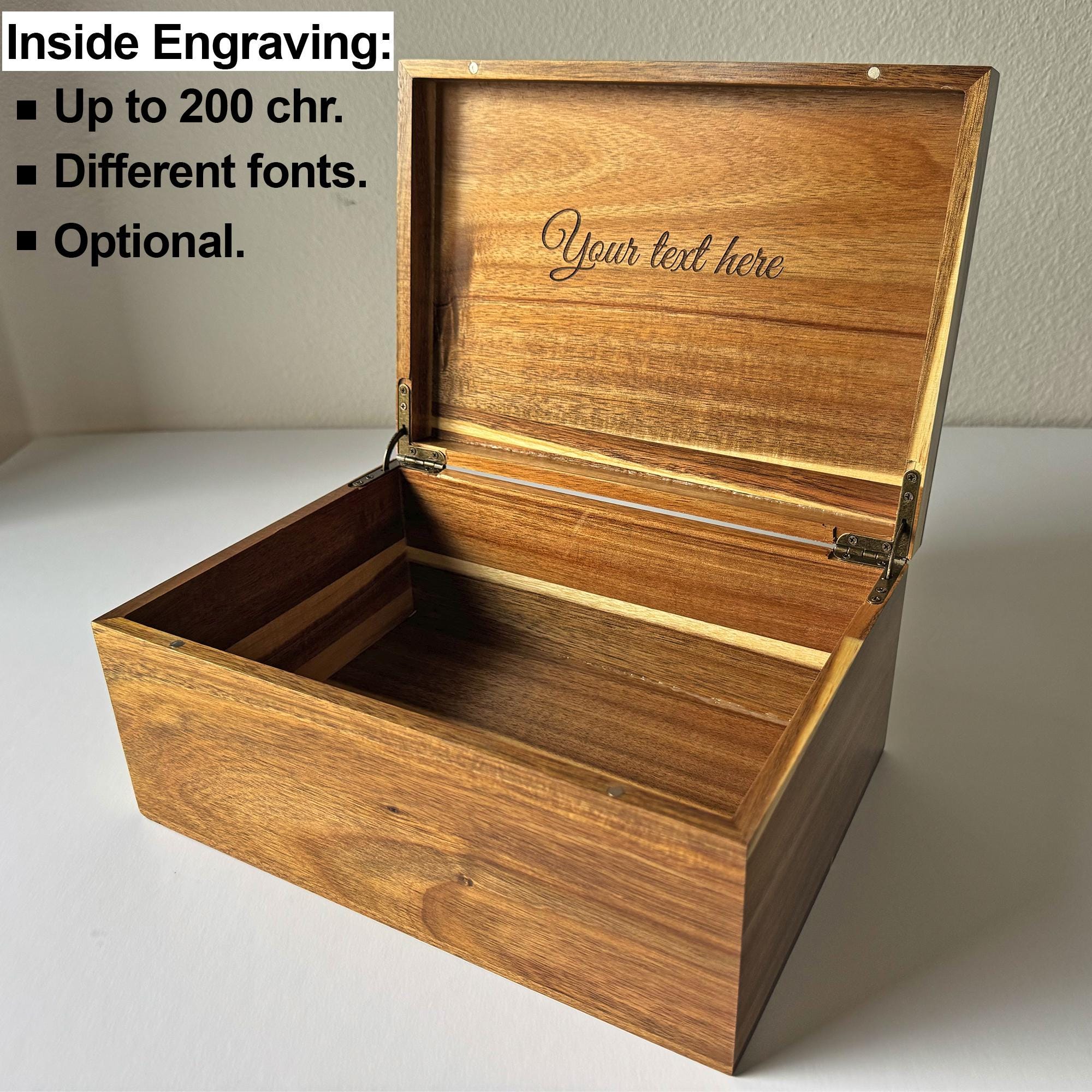 Wooden Storage Box With Hinged Lid - Personalized Keepsake Box, Memory ...