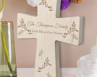 Christian Wedding Gift, Personalized Wedding Crucifix, Custom Wall Cross, 5th Wedding Anniversary Gift, Gift for Parents, Gift for Newlyweds