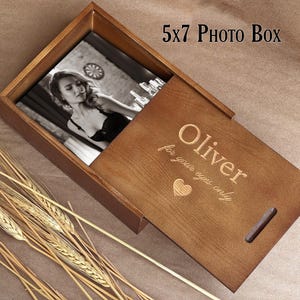 Boudoir Wooden Photo Box 5x7 - For Your Eyes Only Photo Album Memory Box, Gifts to Groom from Bride, Anniversary Box, Valentine&#39;s Day Gift