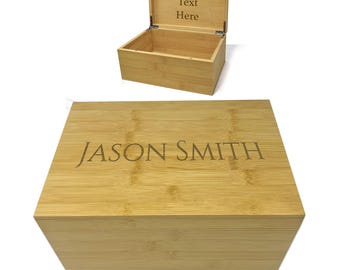 Keepsake Box with Lid Personalized - Memory Box Large, Custom Engraved Wooden Storage Box for Home, Handmade Decorative Chest 11x8x4,75 in