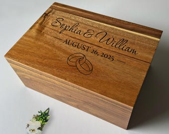 Personalized Wedding Keepsake Box, Wooden Wedding Memory Box, Gift for Newlyweds