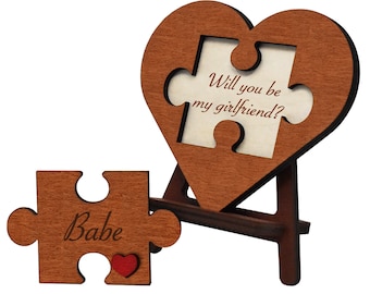 Will You be My Girlfriend, Puzzle Proposal Card with Hidden Message, Surprise Be My GF Asking Out Gift