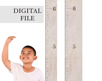 Growth Chart SVG Digital Download, Laser Cut File Kids Height Ruler for Wall Measurement, Not a Physical Product