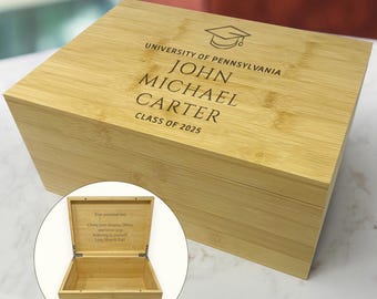 Graduation Keepsake Box, Personalized Gift, Graduation Cap, Congrats Grad Gift for Him, High School Memory Box, Graduation Gift for Her