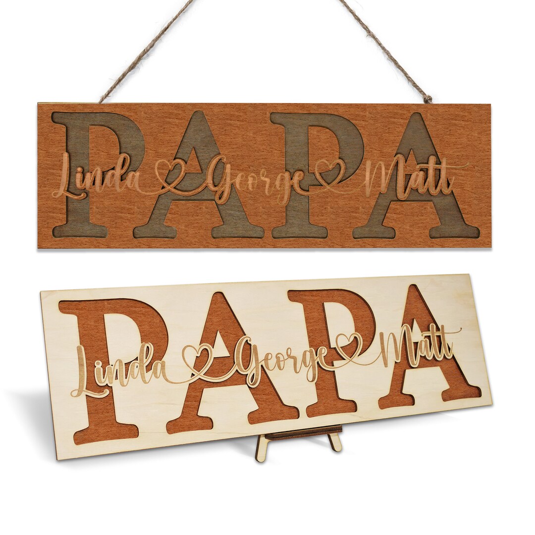 Personalized Papa Gifts, Custom Papa Gift Christmas, Papa Wooden Sign ...