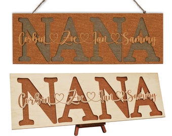 Personalized Gifts for Nana, Custom Nana Gift Christmas, Customized Nana Gifts, Nana Wooden Sign with Names, Personalized Mothers Day Gifts