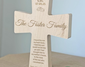 Wedding Keepsake Cross, Personalized Wedding Cross, 1st Wedding Anniversary Gift, Family Name Engraved Cross, Last Name Cross Sign Custom
