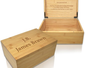 Large Bamboo Wood Box with Lid - 11x8x4,75 inch, Custom Engraved Wooden Storage Box for Home Keepsakes, Handmade Decorative Boxes