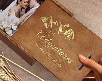 Couple Memories Box - Honeymoon Keepsake Box, Gift for Nature Lovers and Hikers, Gift for Couple Anniversary, Memento Box Gift for Travelers