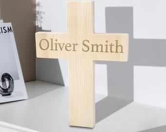 Custom Cross with Name, Large Wooden Cross, Personalized Bible Verse Gifts for Men