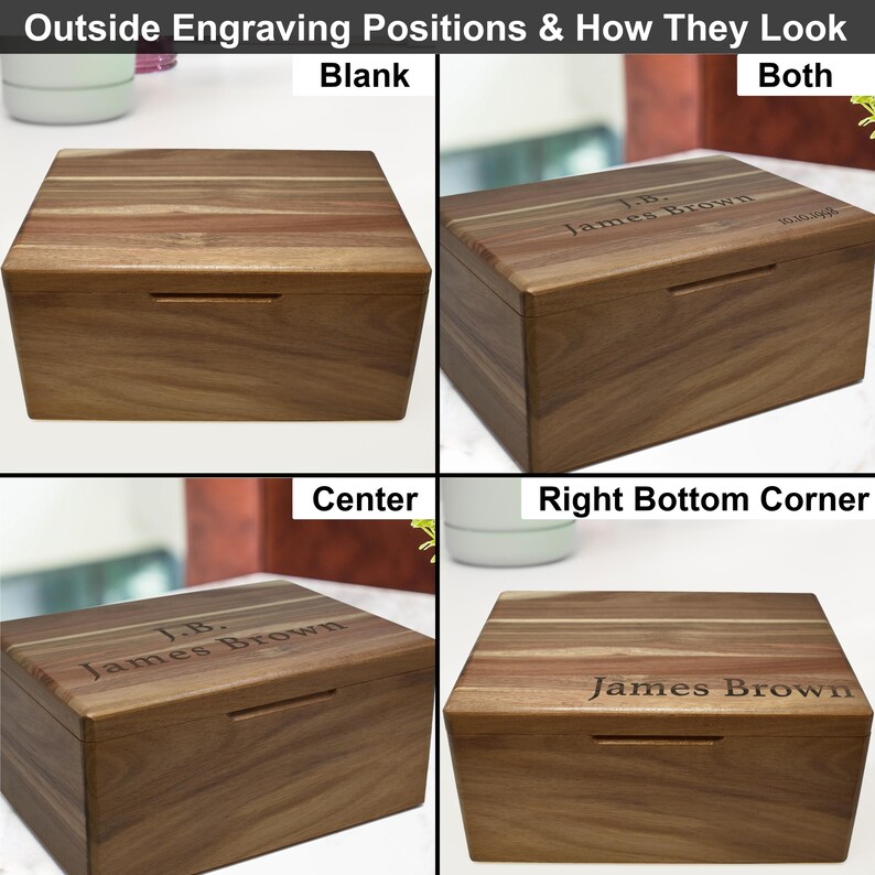 Custom Wooden Storage Box With Engraving, Large Memory Box With Hinged ...