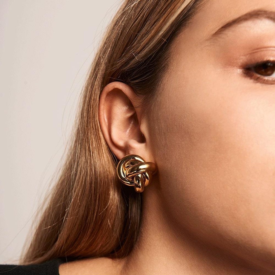 Chunky 18K Gold Filled Stud Earrings Thick Gold Earrings Etsy