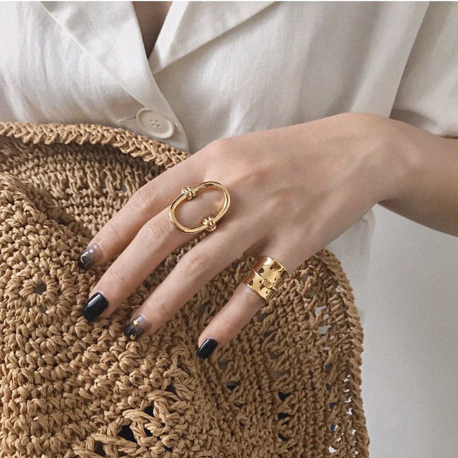 18K Gold Pinky Ring for Women, Midi Ring, Chunky Pinky Ring, Gold Ring