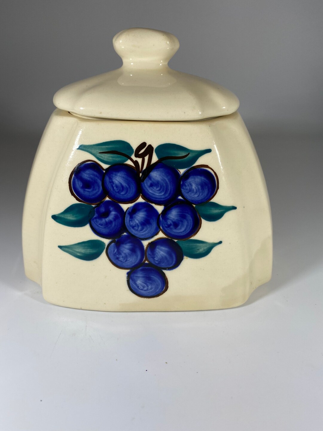 Vintage Ceramic Grape Design Sugar Bowl With Lid Etsy