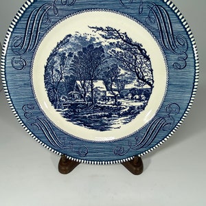 Vintage Currier and Ives Royal china ( The old grist mill) Blue plate